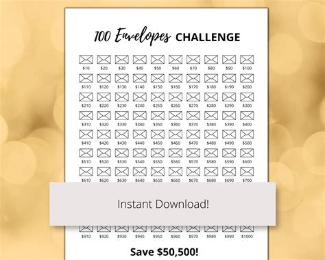 50k Savings Challenge Printable Pdf Save 50000 In 100 Days Etsy Canada