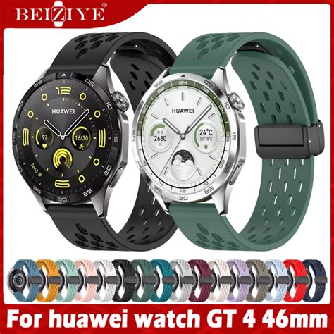 For Huawei Watch Gt 4 46mm Strap Watch Band Silicone Strap Magnetic Buckle Band Soft Rubber Band