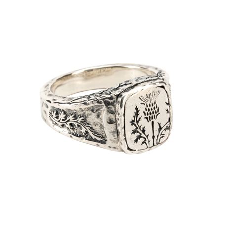 Sterling Silver Thistle Signet Ring — Basil Ltd Irish And Celtic