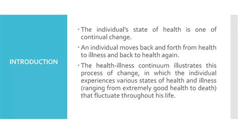 The Health Illness Continuum Ppt