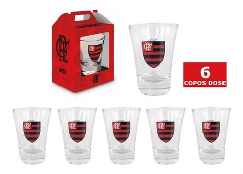 Kit 6 Copos Dose Do Flamengo Pinga Cachaça Torcedor Original Frete grátis