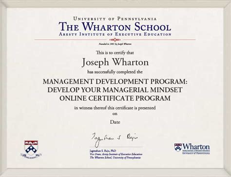 Wharton Management Development Program Online Certificate Program