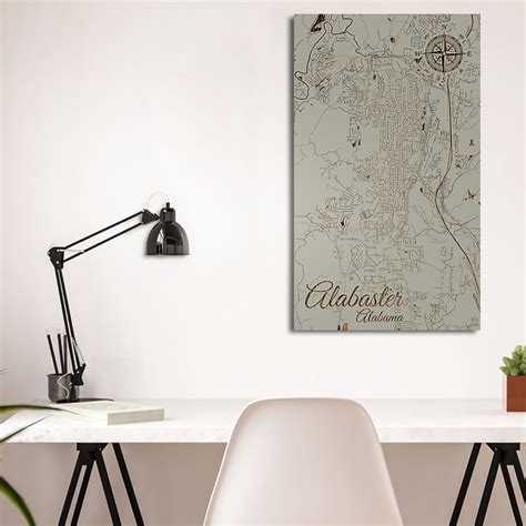 Alabaster Al Wooden Street Map Burnt Laser Cut Wall Art