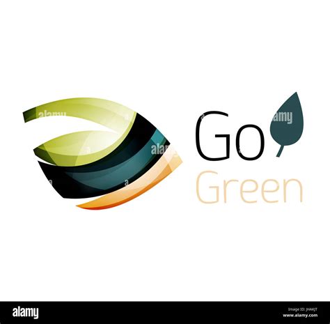 Abstract Eco Leaves Logo Design Made Of Color Pieces Various