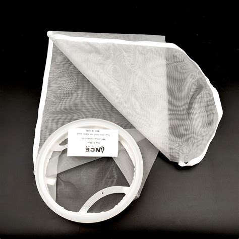 Nylon Liquid Filter Bag With Plastic Metal Drawstring Cutting Raw Ring