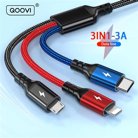 QOOVI 3 Em 1 Cabo De Dados Cabo Tipo C Usb Carregador Ultra RáPido 1