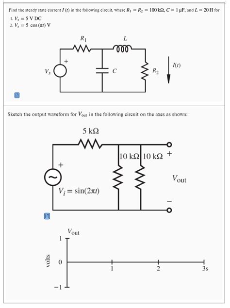 Solved Find The Steady State Current I 1 In The Following Chegg