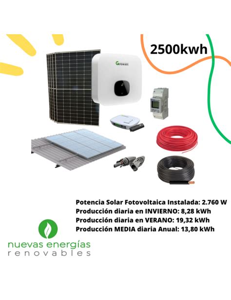 Kit Solar Autoconsumo 2500W 12500Wh Dia Growatt