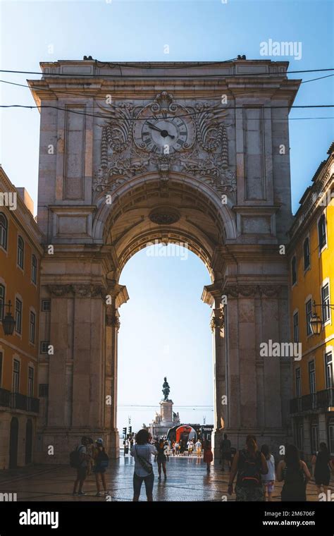 The Arco Da Rua Augusta Or The Rua Augusta Arch In Morning Light In