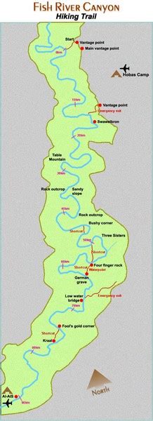 Fish River Canyon Hiking Trail Map - Fish River Canyon Nambia Africa • mappery