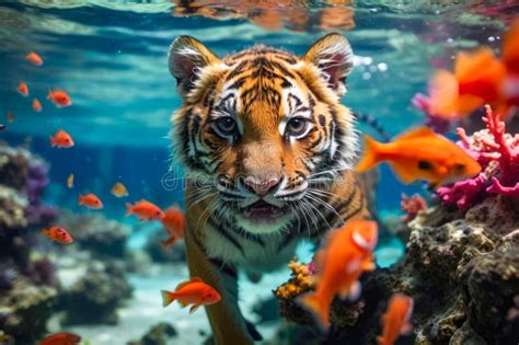 184 Portrait Swimming Siberian Tiger Stock Photos Free Royalty Free