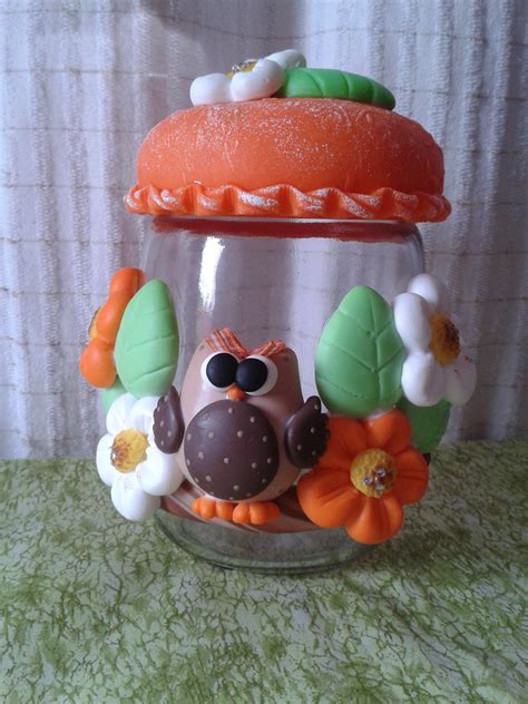 Pote De Vidro Decorado Em Biscuit Coruja Safira Biscuit Elo7