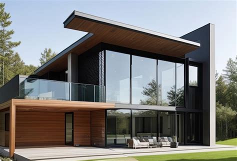 Premium AI Image | front house Modern contemporary house with a ...