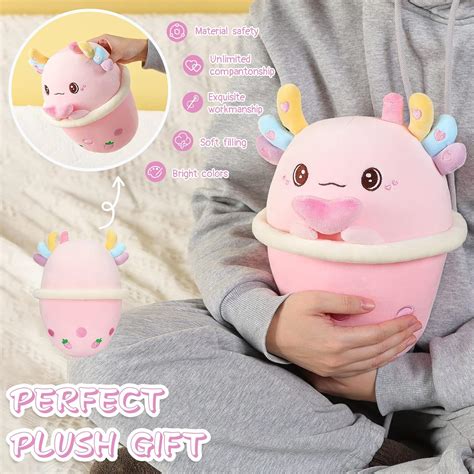 Aixini Axolotl Boba Plush 10 Inch Bubble Tea Stuffed Animal Cute Soft