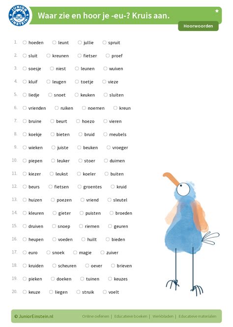 Werkbladen Hoorwoorden Schrijf Je Oe Eu Ui Of Ie