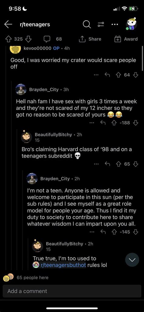 Bros Really Bragging Abt His Probably Nonexistent Sex Life On R Teenagers And Then Thinks A