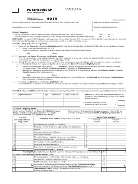 2019 Form Pa Dor Pa 40 Sp Fill Online Printable Fillable Blank