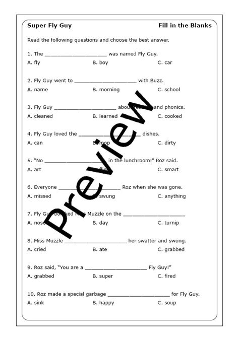 Super Fly Guy Book Worksheets Made By Teachers