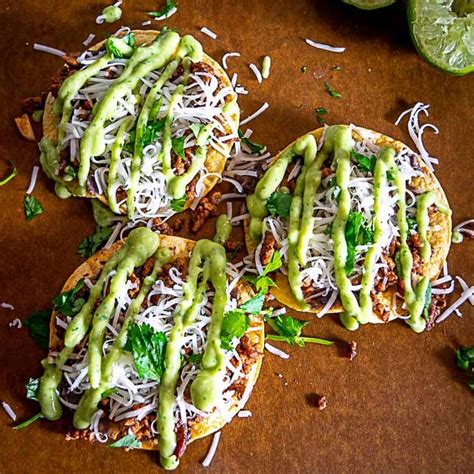 Ground Beef Tostadas With Salsa De Aguacate Mexican Please