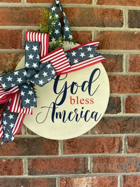 God Bless America Door Sign Red Sign Americana Wreath Etsy