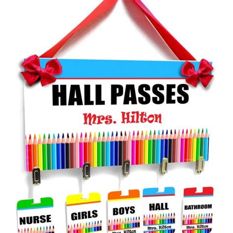 Personalized Classroom Decor Hall Passes Sign Teacher T Etsy