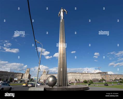 Monument To Yuri Gagarin 425 Meter High Pedestal And Statue The