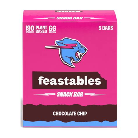 Feastables MrBeast Chocolate Chip Snack Bars, 40g Each, 5 Bars per Box - Walmart.com