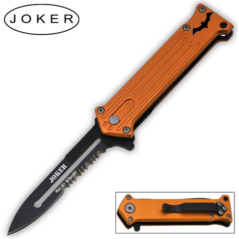 8 Inch Tiger Usa Joke Trigger Assisted Knife Orange Serrated