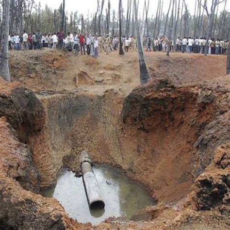 Formed Crater As A Result Of Overpressurized Gas Supply Leading To