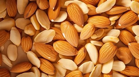 Lihat Dari Atas Almond Dengan Kulit Halusnya Dihilangkan Badam Kacang