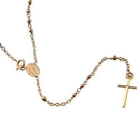 Collana Girocollo Rosario Lunga Con Medaglia Madonna Miracolosa E Croce