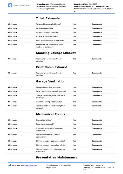 Printable Hvac Inspection Checklist Template - Printable Word Searches