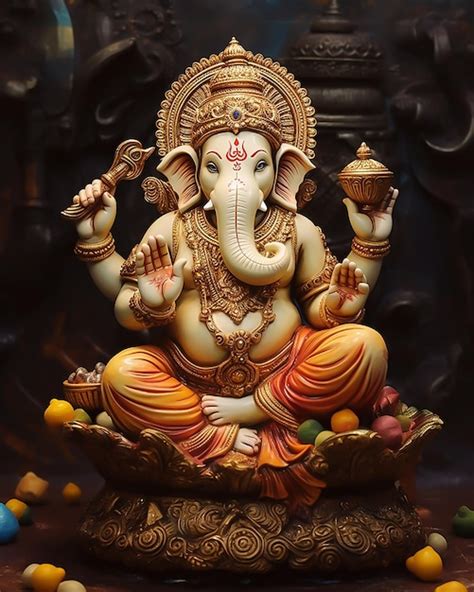 A Est Tua Sagrada De Ganesh Um S Mbolo De Sabedoria E B N Os Foto