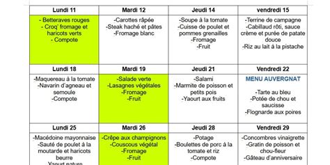 Menus De La Cantine Mars Commune De Crevant