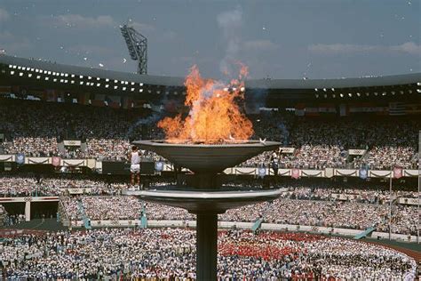 Lighting Of The Olympic Flame During The Opening Ceremony Of The 1988