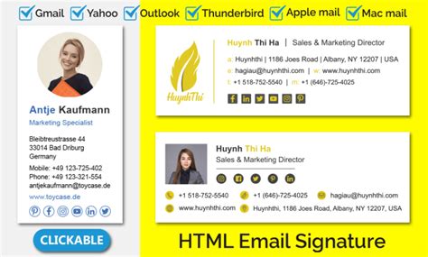 Create Html Email Signature Clickable Email Signature For Gmail