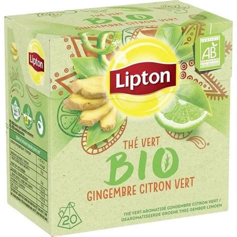 Lot De Lipton Th Vert Aromatis Gingembre Citron Vert Bio