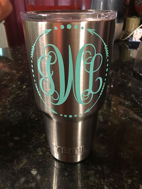 Yeti Decal Monogram Decal Yeti Tumbler Decal Yeti Rambler Decal Yeti