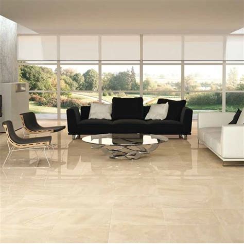 These Cream Gloss Floor Tiles In A Large Format Are Ideal For Living