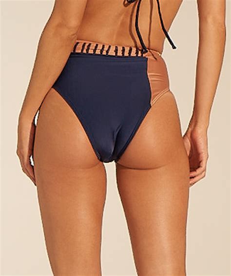 Luxury Navy Blue Copper High Waist Bikini Bottom Bottom Cortininha