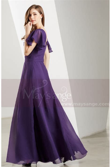 Longue Robe De Cocktail Manche Courte Violette Ref L1902 Robes De