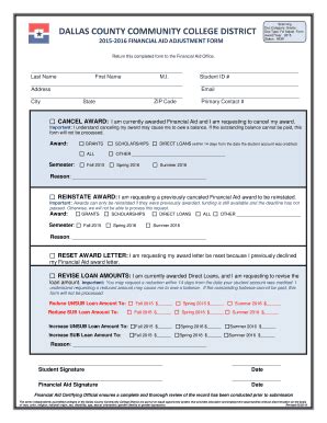 Fillable Online Dcccd 2015 2016 Special Circumstance Application