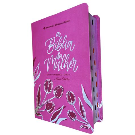 A Bíblia Da Mulher Média Capa Luxo Rosa Índice Lateral SBB Gospel