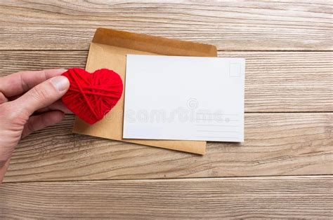 Empty Postcard In Hand With Heart Stock Image Image Of Envelope