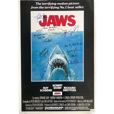 MULTI SIGNED JAWS MOVIE POSTER (RA COA)