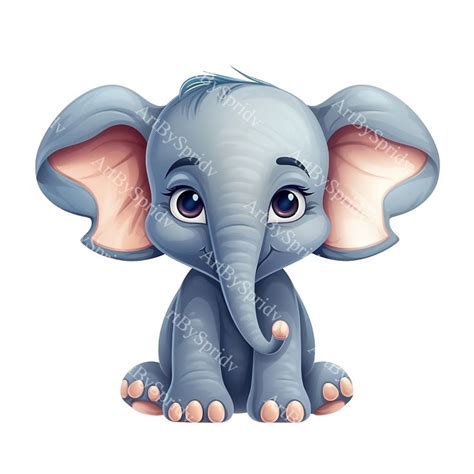 Cute Baby Elephant With Big Ears PNG Clipart,transparent Animal Lover Print Kid Clip Art ...