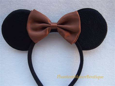 Minnie Mouse Ears Brown Bow Headband Wedding Mickey Indiana Etsy