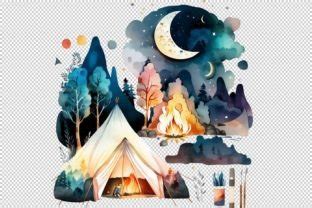 Camping By Night Watercolor Clipart Graphic By Denizdesign Creative