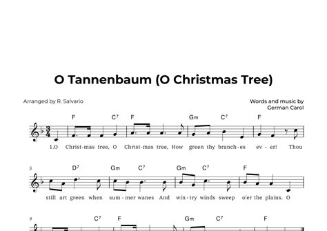 O Tannenbaum O Christmas Tree Key Of F Major Arr R Salvario