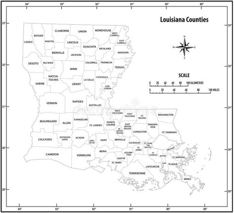 Carte Densemble Détat De Louisiane En Noir Et Blanc Illustration De Vecteur Illustration Du